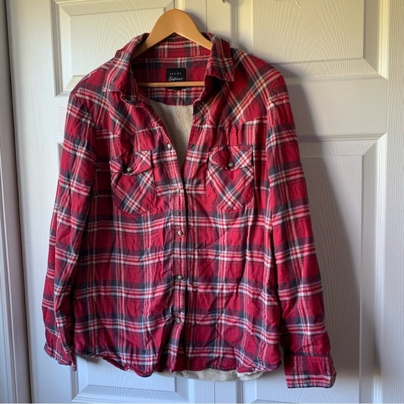 Jacks girlfriend plaid soft interior sweater size large - Picture 1 of 7